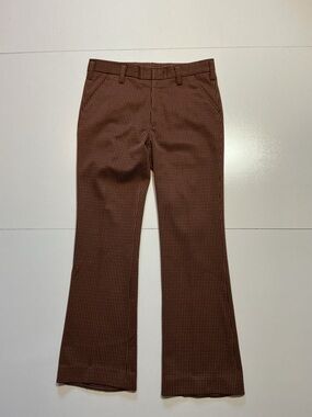 Vintage 70s Houndstooth Polyester Knit Flare Disco Atomic Leisure Dress Pants